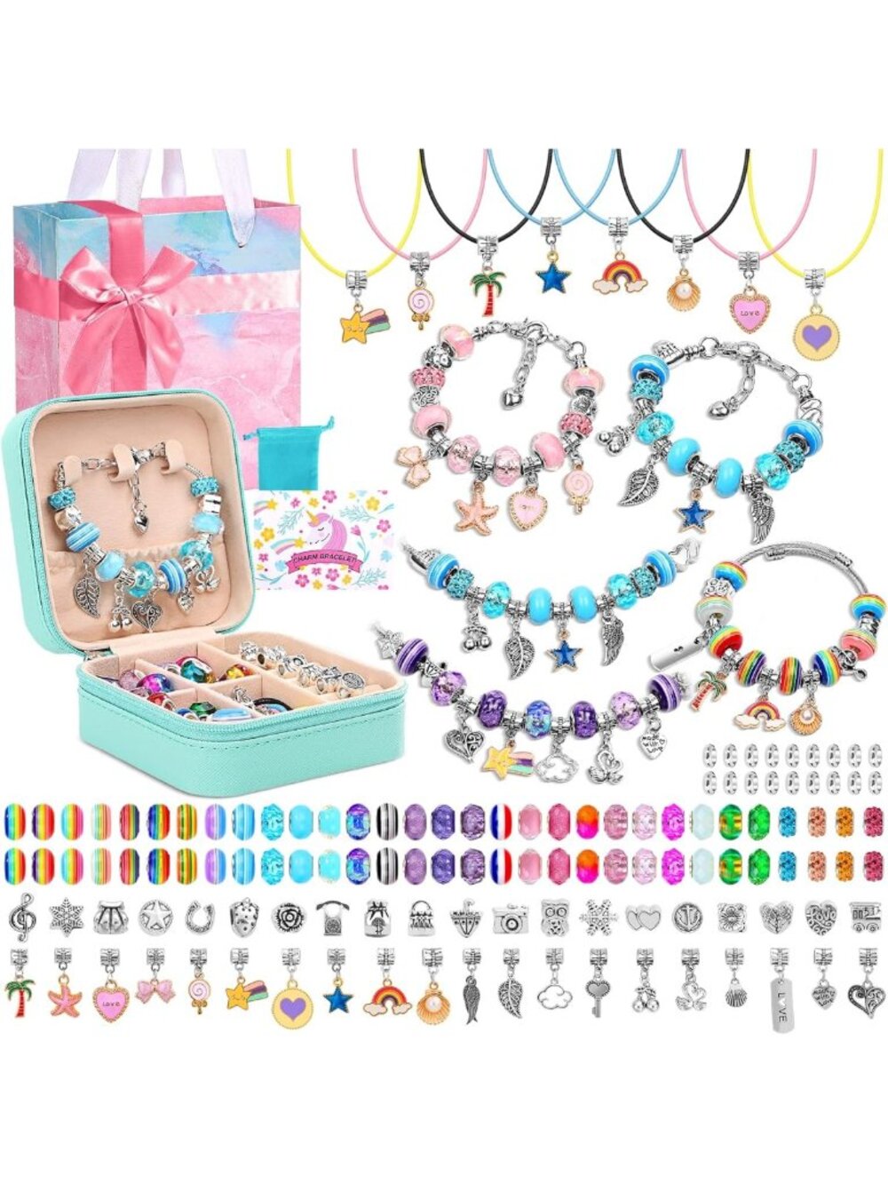 Charm Bracelet Making Kit with Jewelry Gift Box - DIY Personalized Gifts for